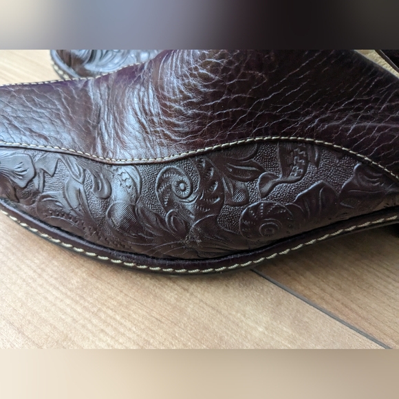 Sofft London Women's Brown Floral Embossed Leather Mules Clogs Shoes Size 9 M - Picture 4 of 7